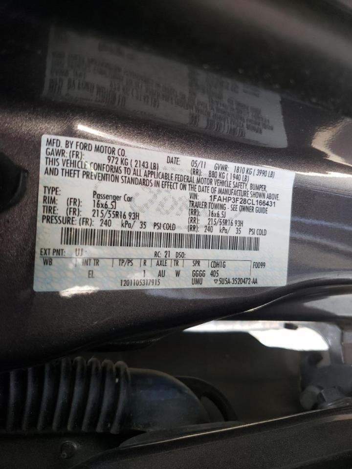 Photo 10 from auction – 2012 FORD FOCUS SE with VIN 1FAHP3F28CL166431