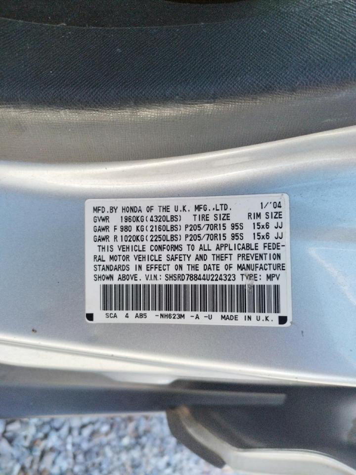 Photo 10 from auction – 2004 HONDA CR-V EX with VIN SHSRD78844U224323