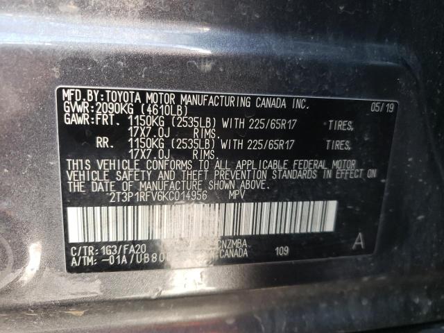 Photo 10 from auction – 2019 TOYOTA RAV4 XLE with VIN 2T3P1RFV6KC014956