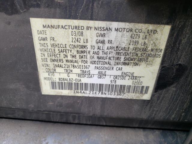 Photo 10 from auction – 2008 NISSAN ALTIMA 2.5 with VIN 1N4AL21E78N503367