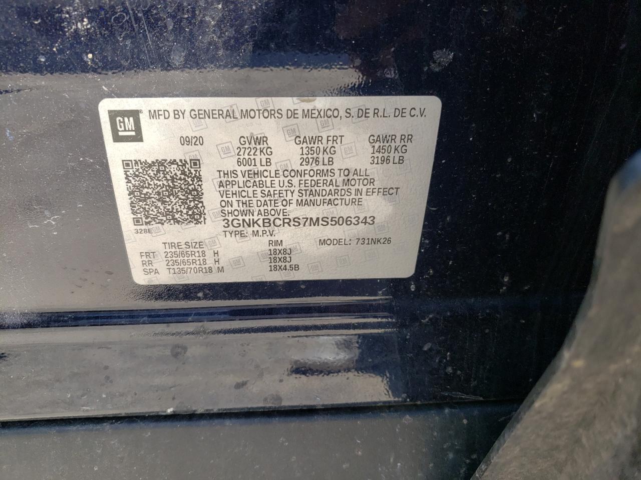Photo 10 from auction – 2021 CHEVROLET BLAZER 2LT with VIN 3GNKBCRS7MS506343