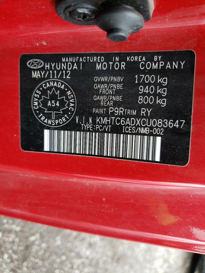 Photo 10 from auction – 2012 HYUNDAI VELOSTER with VIN KMHTC6ADXCU083647