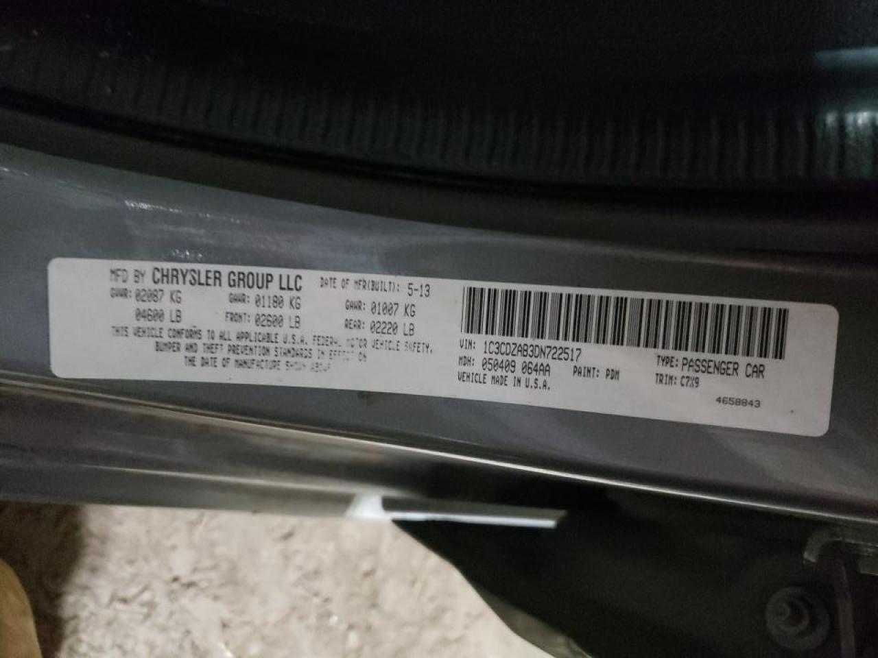 Photo 10 from auction – 2013 DODGE AVENGER SE with VIN 1C3CDZAB3DN722517