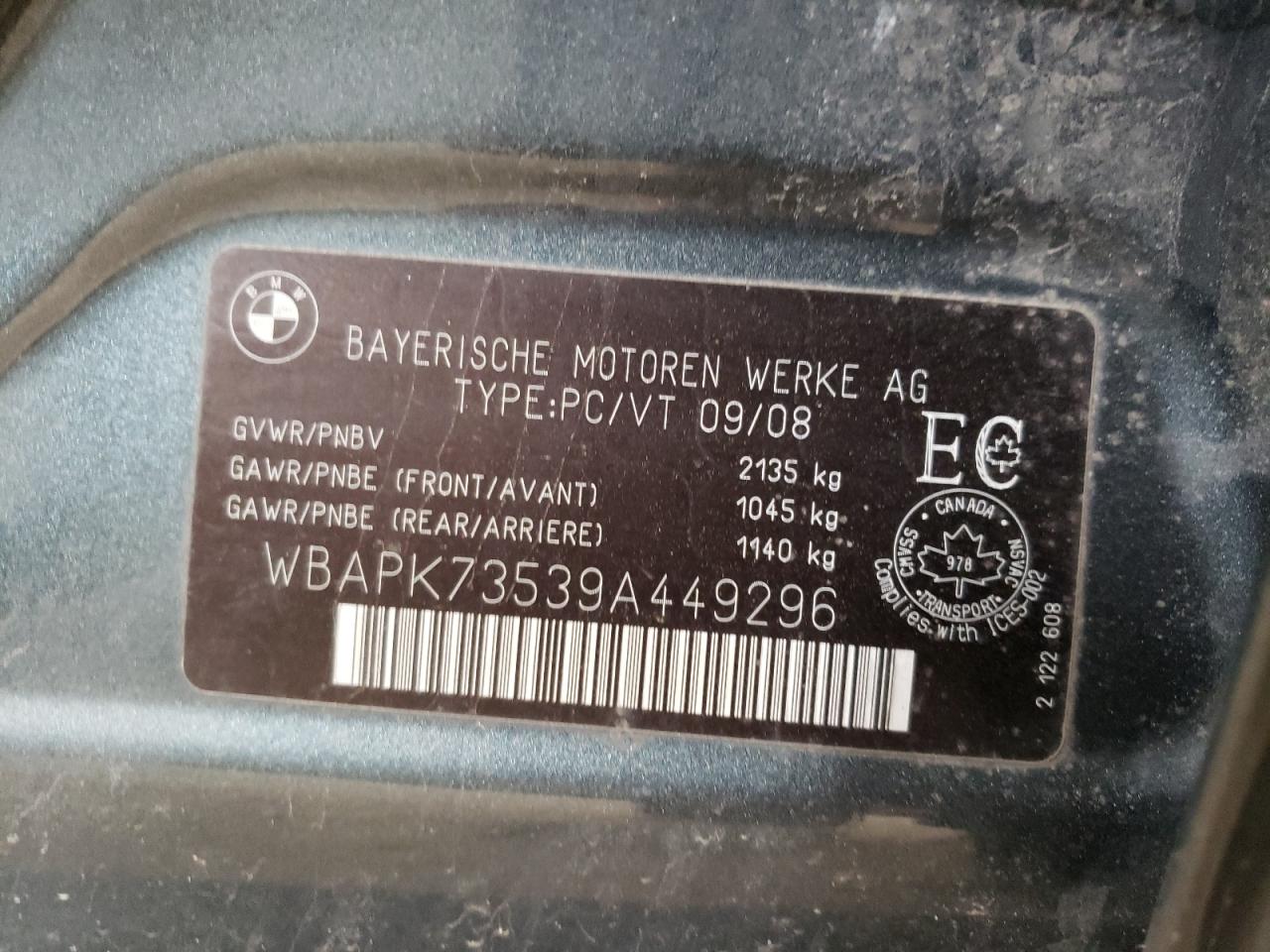Photo 10 from auction – 2009 BMW 328 XI with VIN WBAPK73539A449296