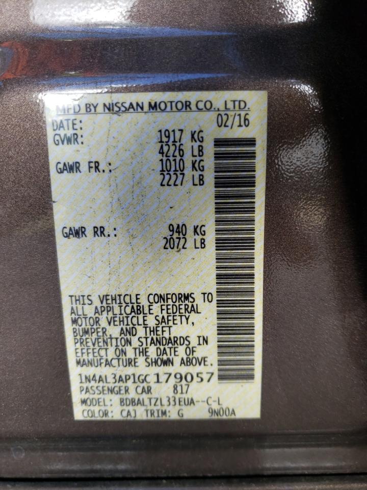 Photo 10 from auction – 2016 NISSAN ALTIMA 2.5 with VIN 1N4AL3AP1GC179057