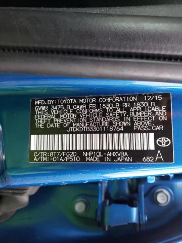 Photo 10 from auction – 2016 TOYOTA PRIUS C with VIN JTDKDTB33G1118764