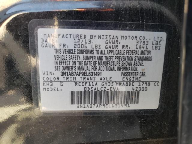 Photo 10 from auction – 2014 NISSAN SENTRA S with VIN 3N1AB7AP9EL631491