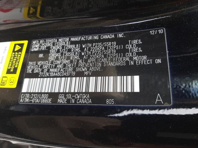 Photo 10 from auction – 2011 LEXUS RX 350 with VIN 2T2ZK1BA4BC049719