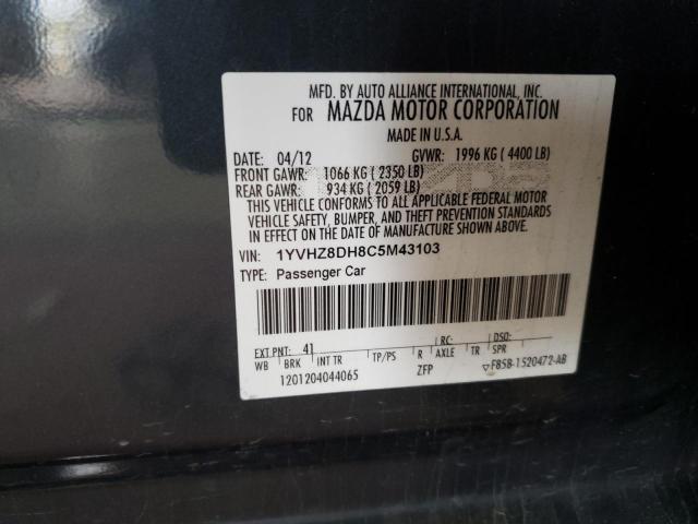 Photo 10 from auction – 2012 MAZDA 6 I with VIN 1YVHZ8DH8C5M43103