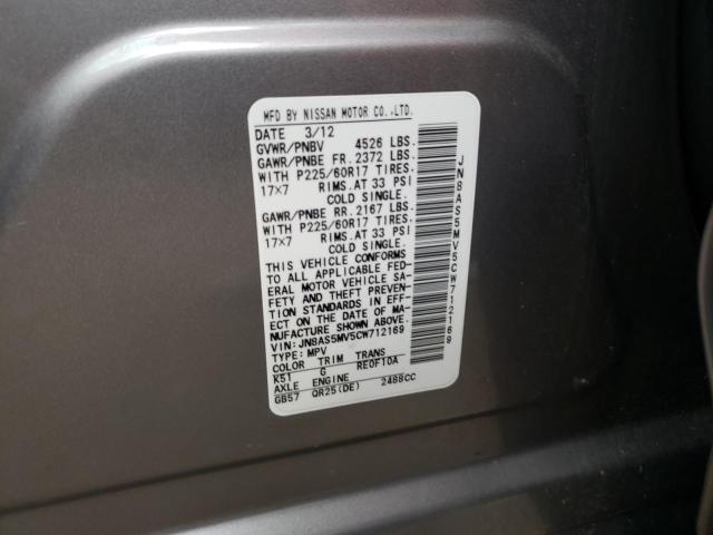 Photo 10 from auction – 2012 NISSAN ROGUE S with VIN JN8AS5MV5CW712169