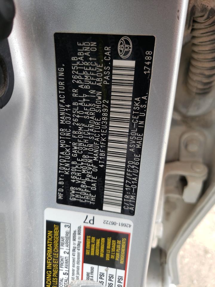 Photo 10 from auction – 2014 TOYOTA CAMRY L with VIN 4T1BF1FK1EU388972
