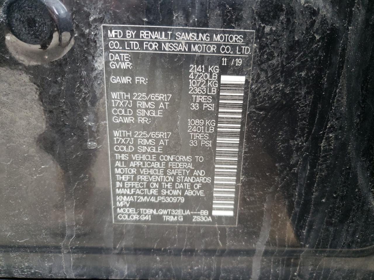 Photo 10 from auction – 2020 NISSAN ROGUE S with VIN KNMAT2MV4LP530979