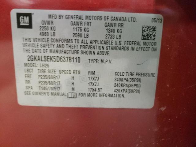 GMC TERRAIN 2013 with VIN 2GKALSEK5D6378110 - Photo from auction