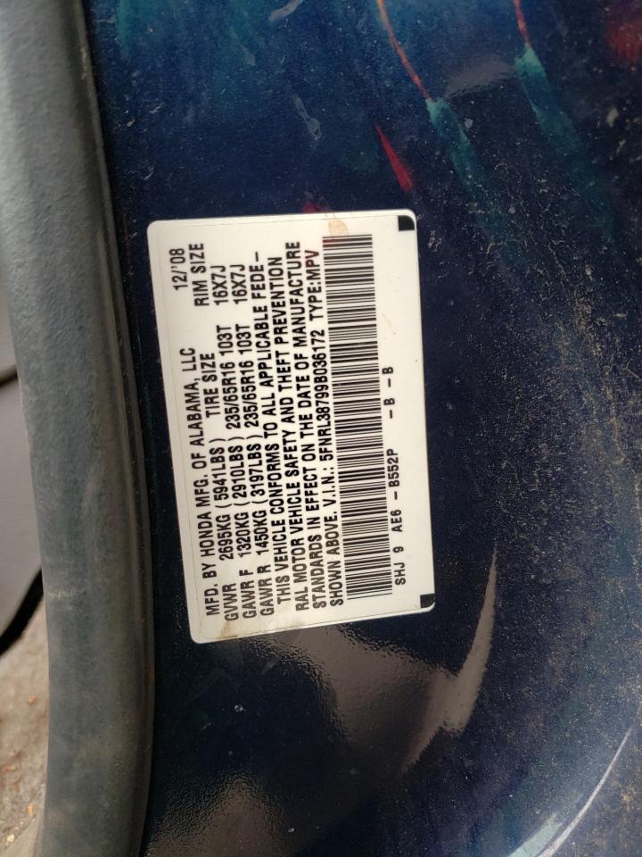 Photo 10 from auction – 2009 HONDA ODYSSEY EX with VIN 5FNRL38799B036172