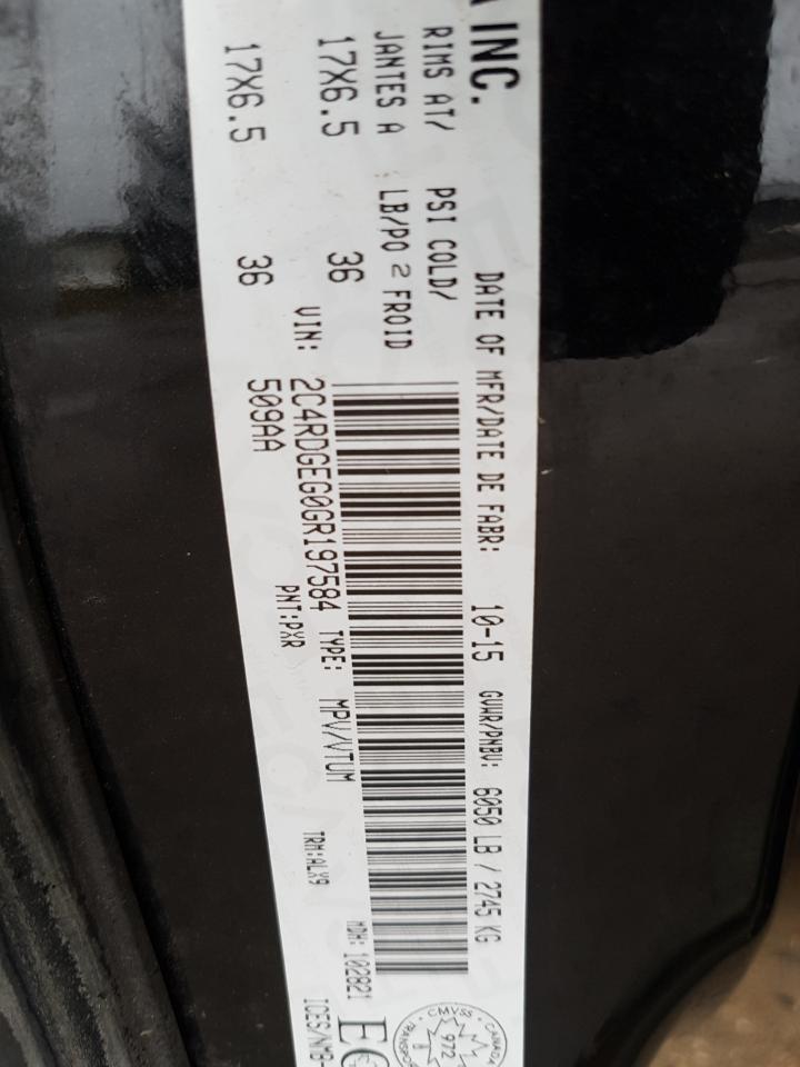 Photo 10 from auction – 2016 DODGE GRAND CARA with VIN 2C4RDGEG0GR197584