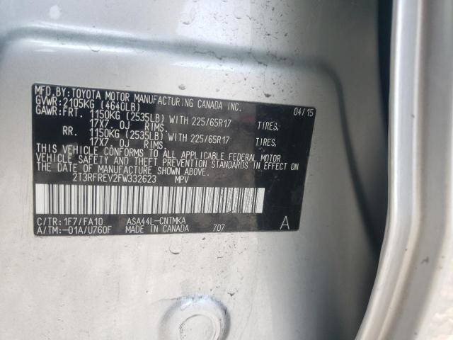 Photo 10 from auction – 2015 TOYOTA RAV4 XLE with VIN 2T3RFREV2FW332623