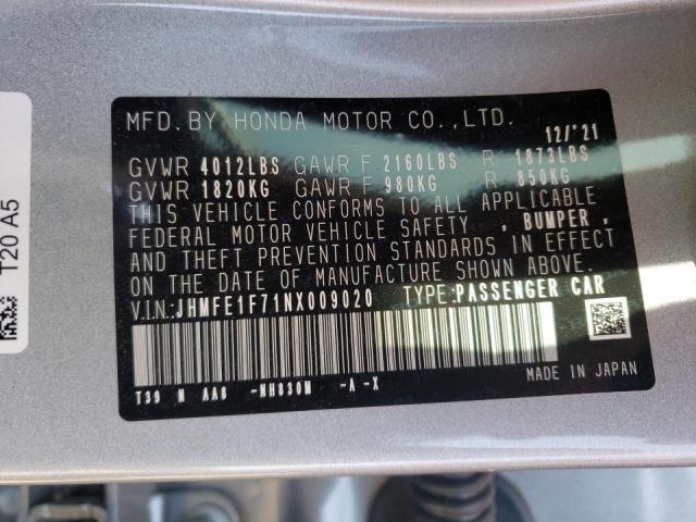 Photo 10 from auction – 2022 HONDA CIVIC EX with VIN JHMFE1F71NX009020