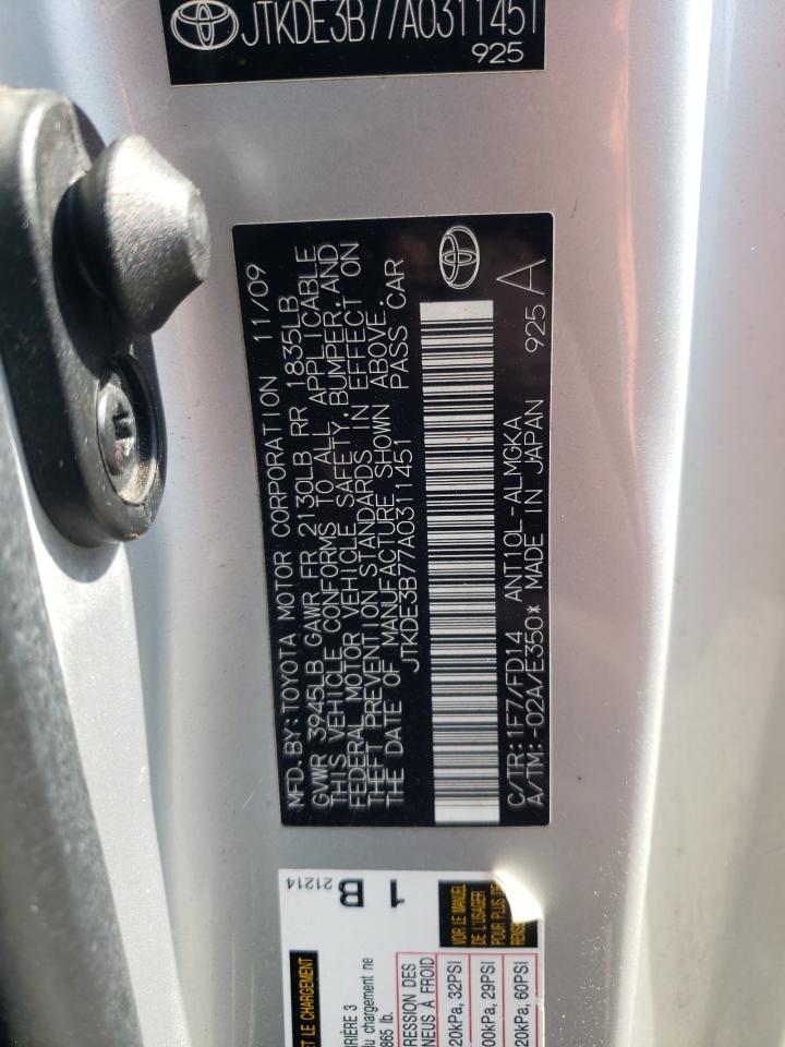 Photo 10 from auction – 2010 TOYOTA SCION TC with VIN JTKDE3B77A0311451