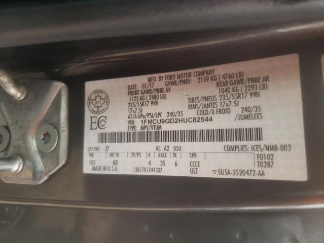 Photo 10 from auction – 2017 FORD ESCAPE SE with VIN 1FMCU9GD2HUC82544