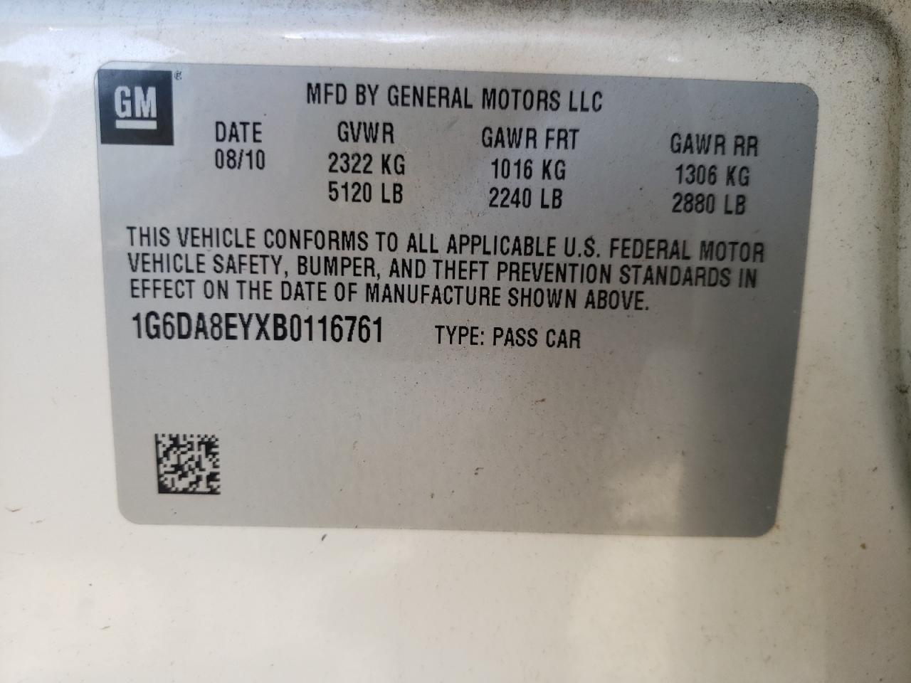 Photo 10 from auction – 2011 CADILLAC CTS with VIN 1G6DA8EYXB0116761