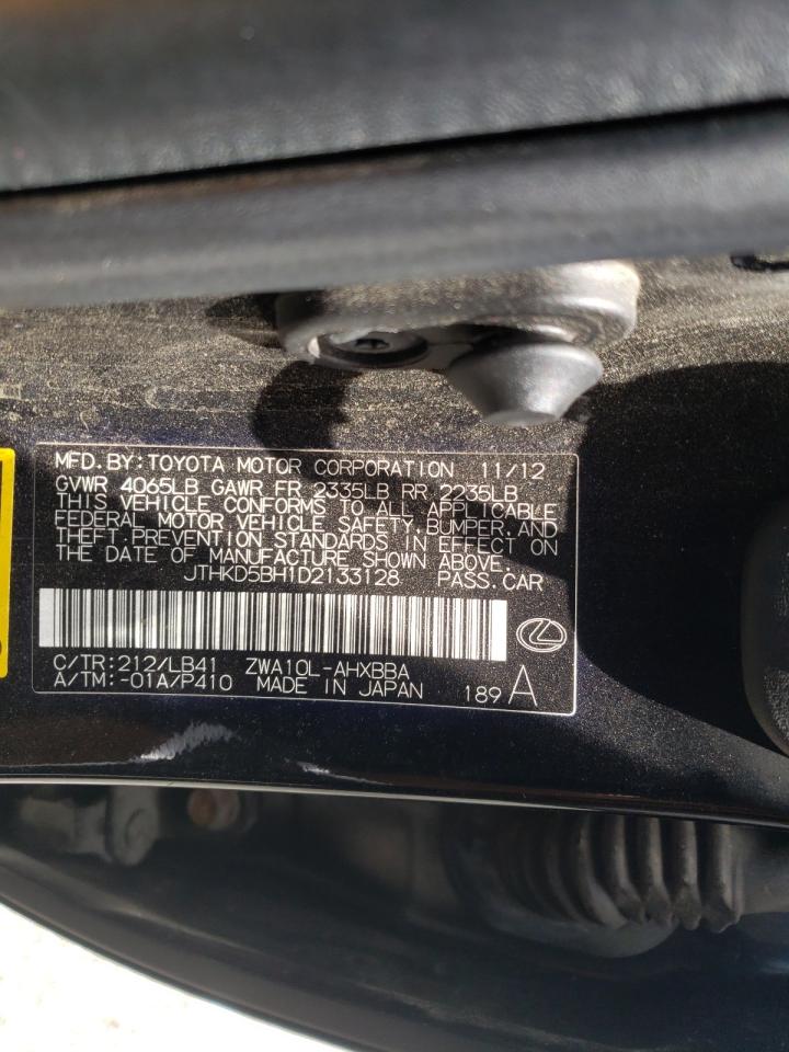 Photo 10 from auction – 2013 LEXUS CT 200 with VIN JTHKD5BH1D2133128