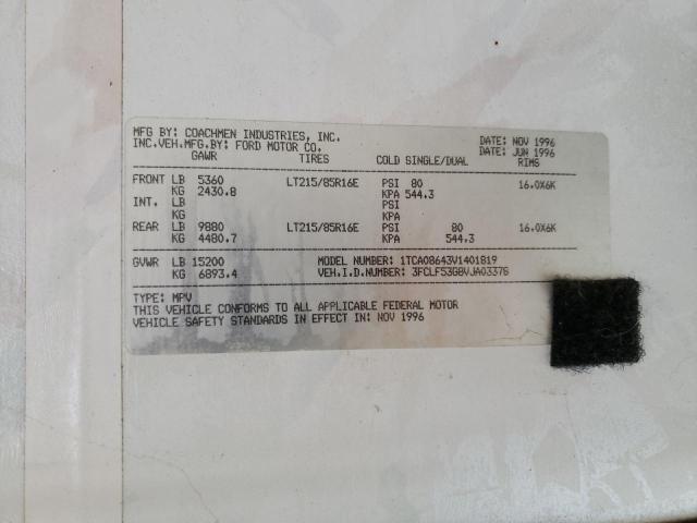Photo 10 from auction – 1997 FORD COACHMAN with VIN 3FCLF53G8VJA03378