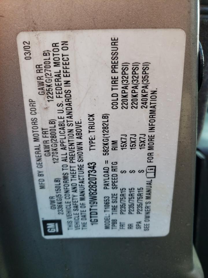 Photo 10 from auction – 2002 GMC SONOMA with VIN 1GTDT19W828207343