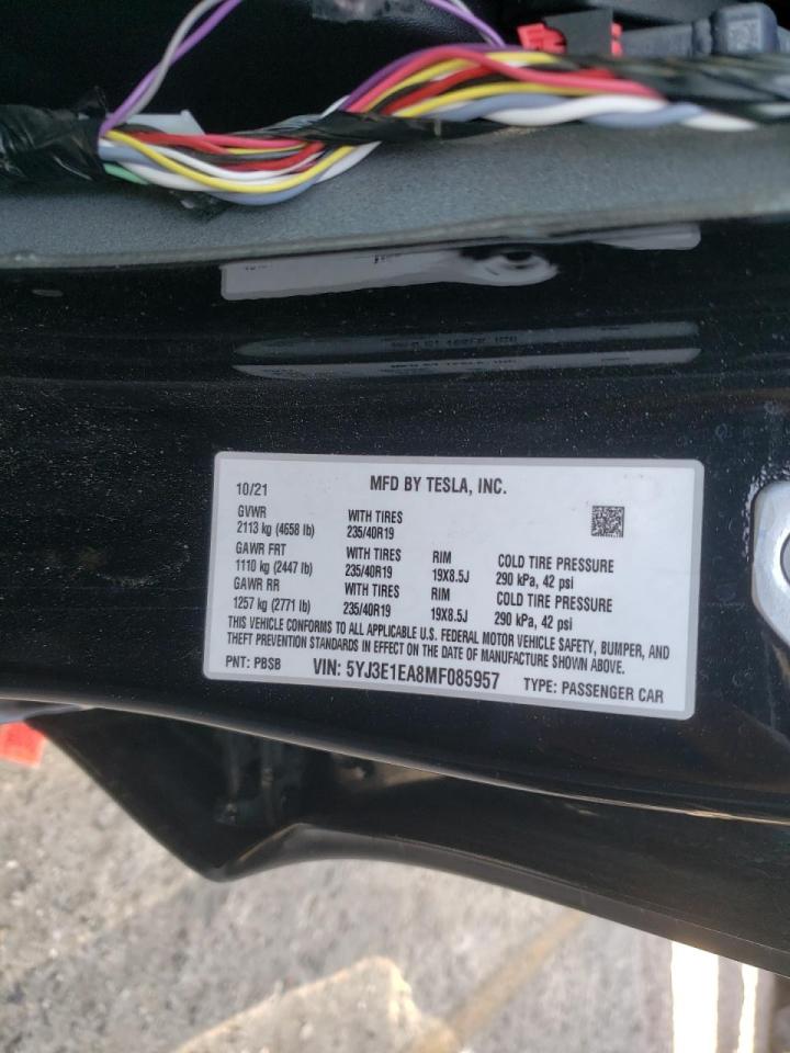 Photo 10 from auction – 2021 TESLA MODEL 3 with VIN 5YJ3E1EA8MF085957