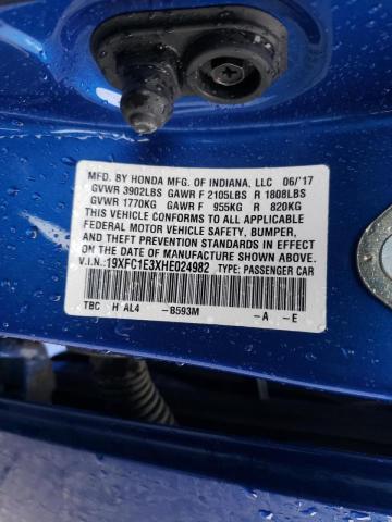 Photo 10 from auction – 2017 HONDA CIVIC EX with VIN 19XFC1E3XHE024982