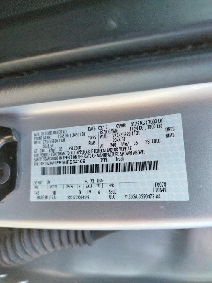 Photo 10 from auction – 2017 FORD F150 SUPER with VIN 1FTEW1EF6HFB34169