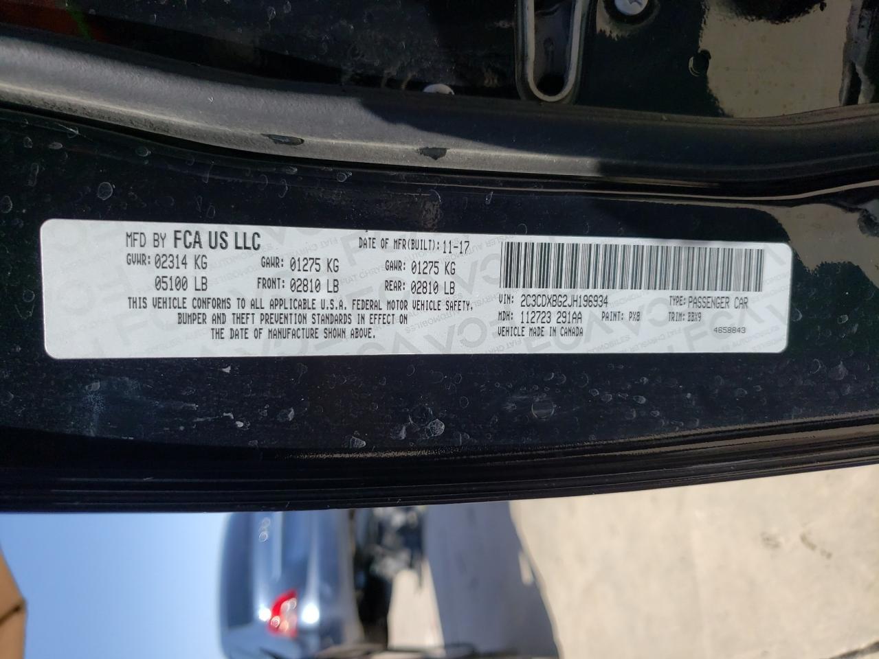 Photo 10 from auction – 2018 DODGE CHARGER SX with VIN 2C3CDXBG2JH196934