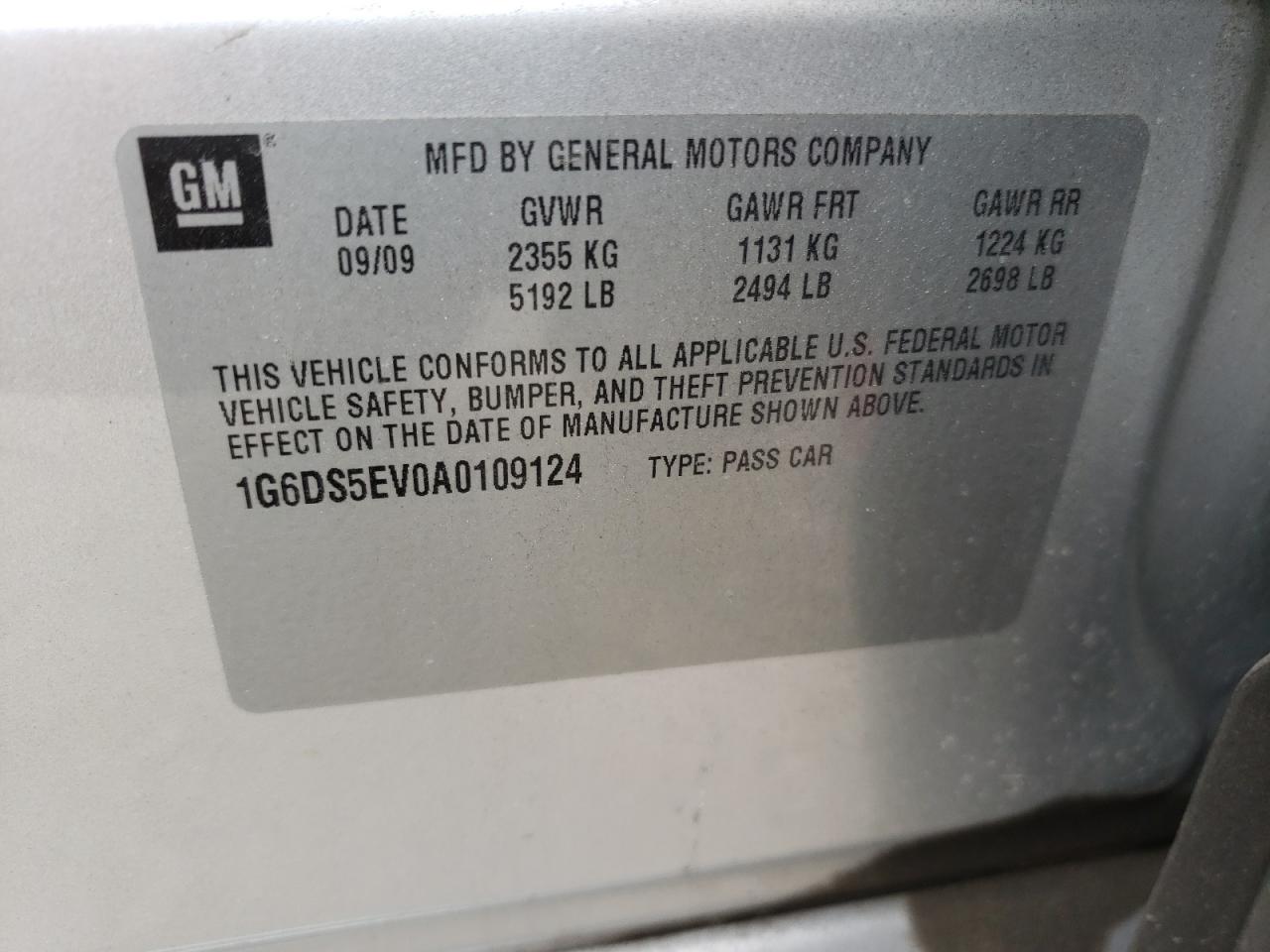 Photo 10 from auction – 2010 CADILLAC CTS PREMIU with VIN 1G6DS5EV0A0109124