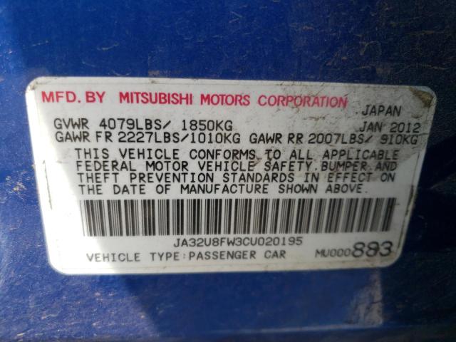 Photo 10 from auction – 2012 MITSUBISHI LANCER GT with VIN JA32U8FW3CU020195
