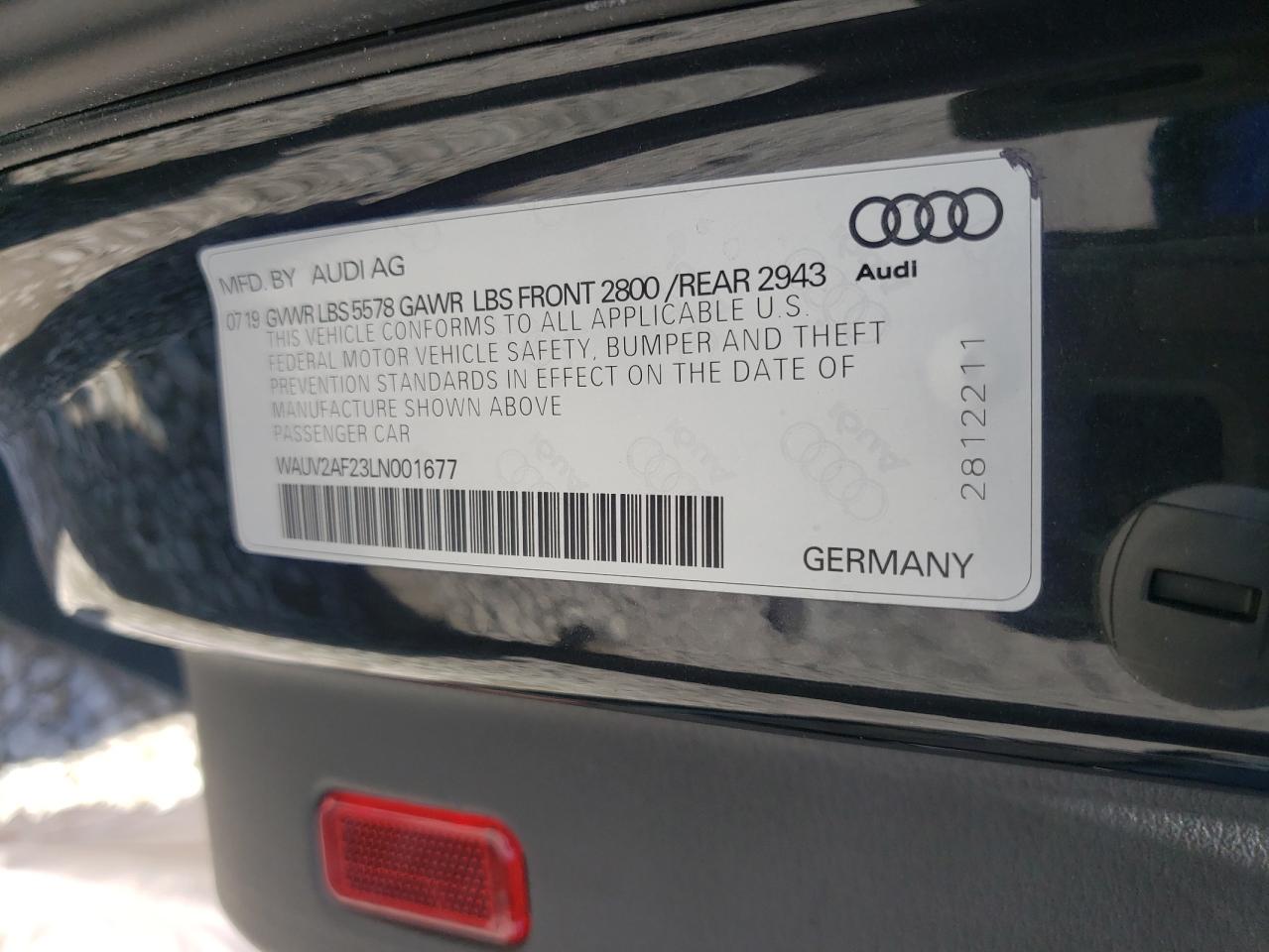 Photo 10 from auction – 2020 AUDI A7 PRESTIG with VIN WAUV2AF23LN001677