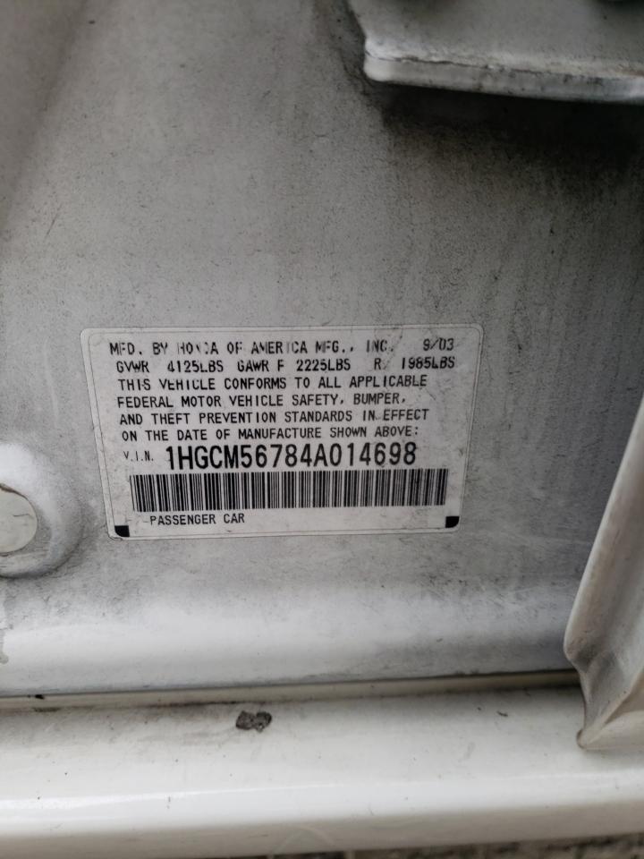 Photo 10 from auction – 2004 HONDA ACCORD EX with VIN 1HGCM56784A014698