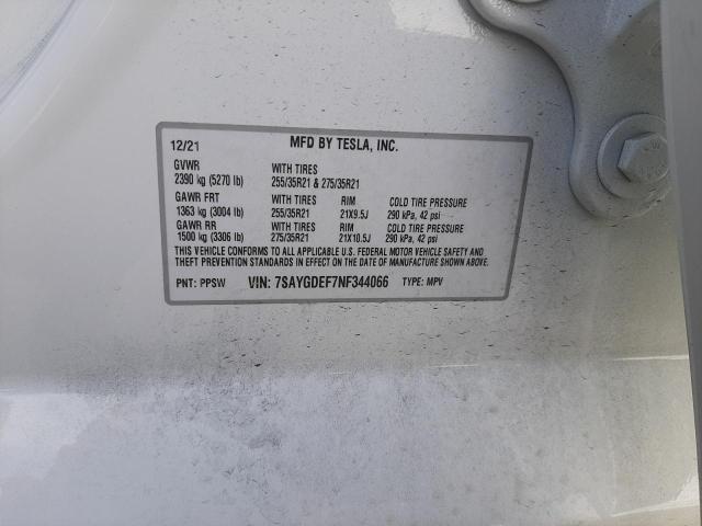 Photo 10 from auction – 2022 TESLA MODEL Y with VIN 7SAYGDEF7NF344066
