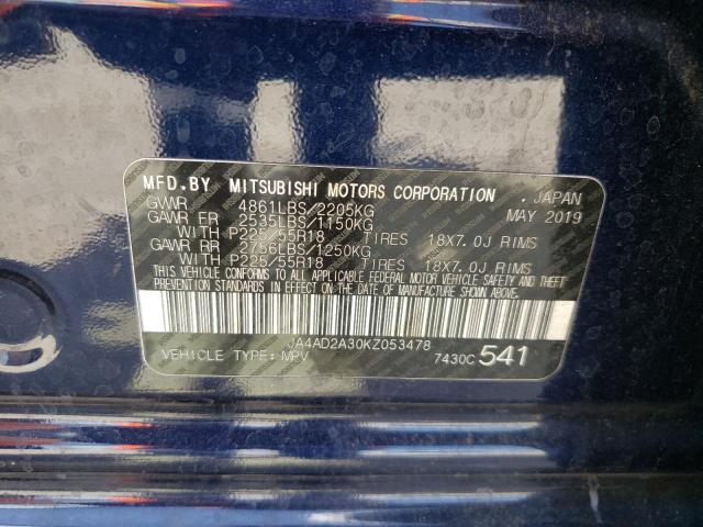 Photo 10 from auction – 2019 MITSUBISHI OUTLANDER with VIN JA4AD2A30KZ053478