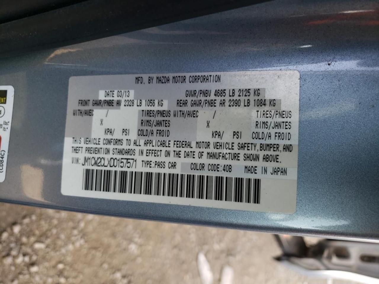 Photo 10 from auction – 2013 MAZDA 5 with VIN JM1CW2CLXD0157571
