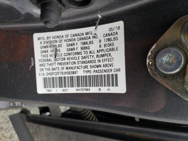 Photo 10 from auction – 2018 HONDA CIVIC EX with VIN 2HGFC2F79JH565847