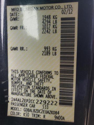 Photo 10 from auction – 2012 NISSAN ALTIMA S with VIN 1N4AL2EP2CC229222