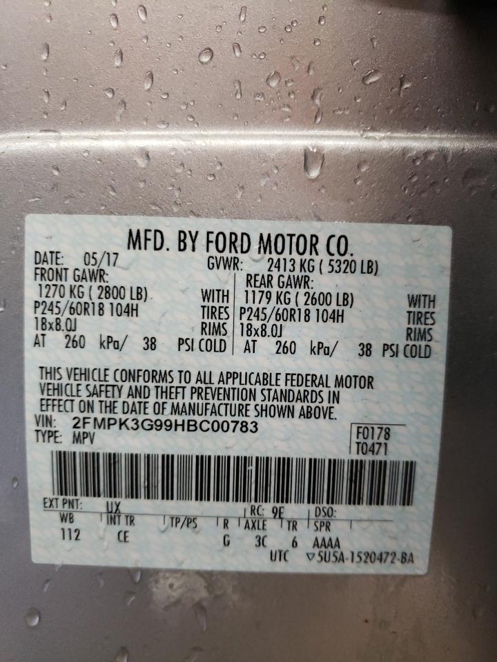 Photo 10 from auction – 2017 FORD EDGE SE with VIN 2FMPK3G99HBC00783