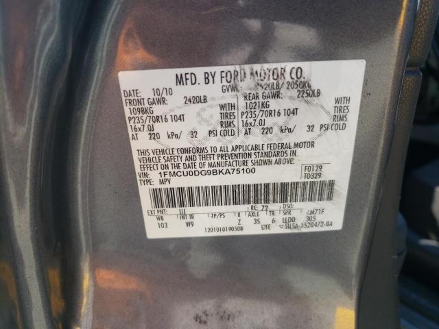 Photo 10 from auction – 2011 FORD ESCAPE XLT with VIN 1FMCU0DG9BKA75100