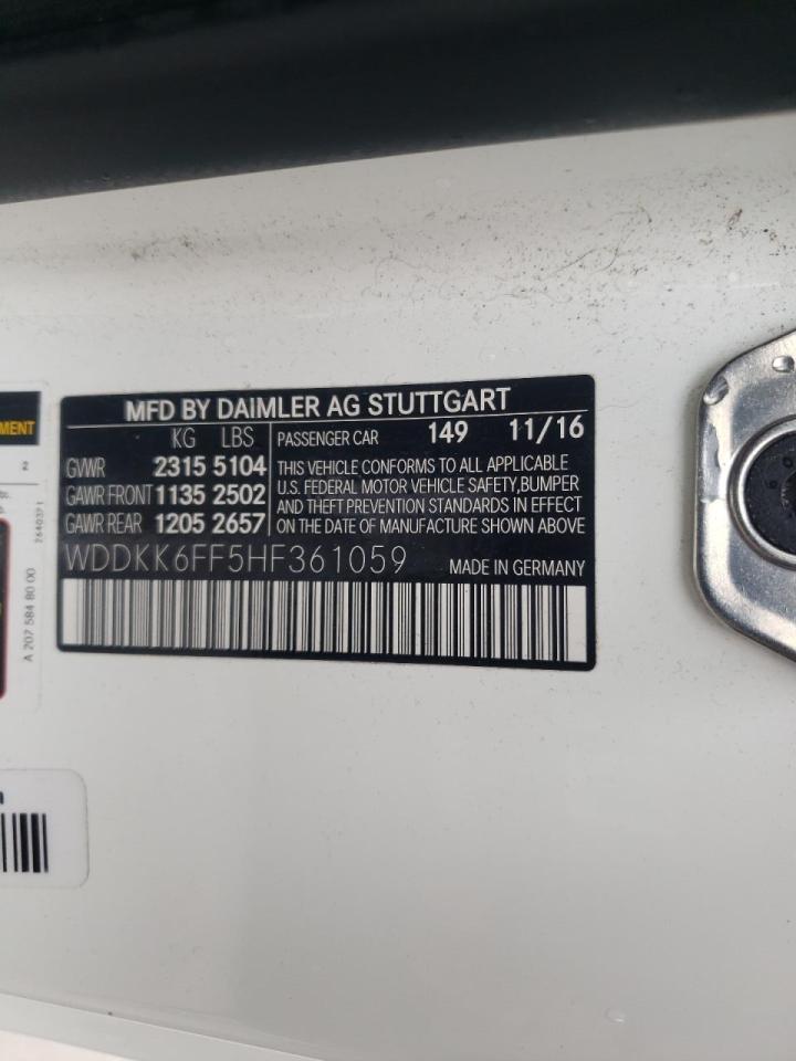 Photo 10 from auction – 2017 MERCEDES-BENZ E 400 with VIN WDDKK6FF5HF361059