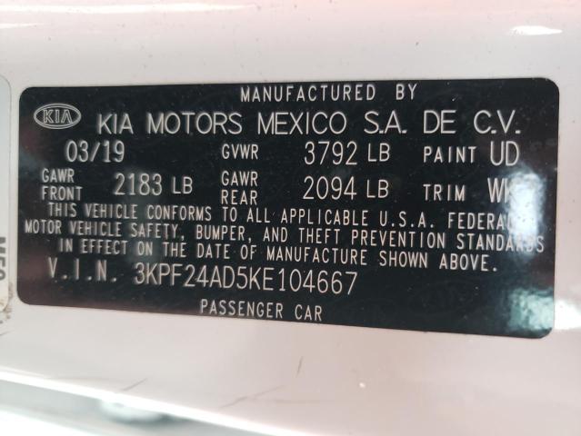 Photo 10 from auction – 2019 KIA FORTE FE with VIN 3KPF24AD5KE104667