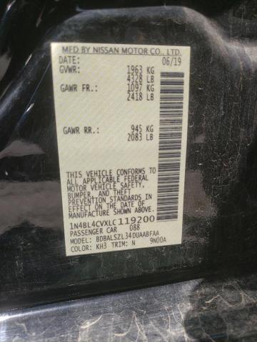 Photo 10 from auction – 2020 NISSAN ALTIMA SR with VIN 1N4BL4CVXLC119200