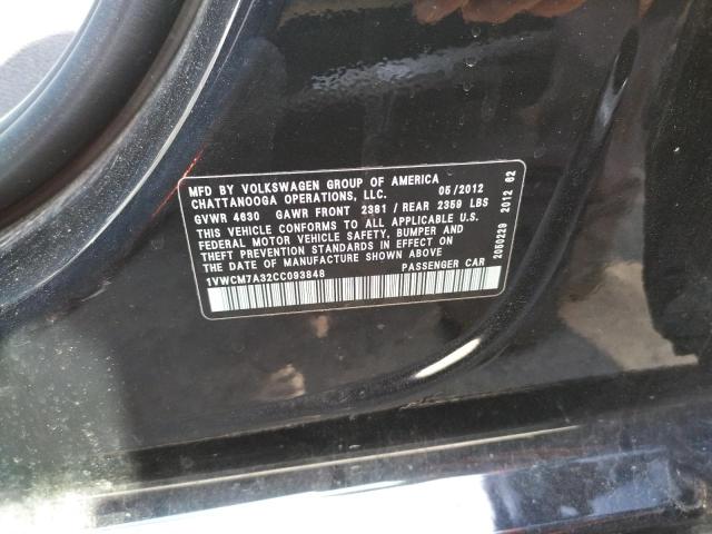 Photo 10 from auction – 2012 VOLKSWAGEN PASSAT SEL with VIN 1VWCM7A32CC093848