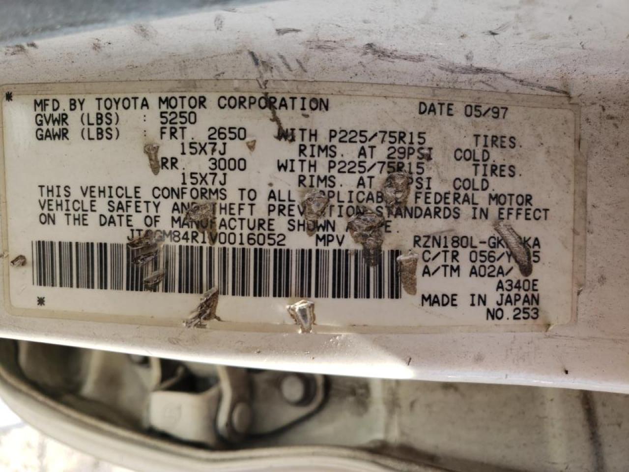 Photo 10 from auction – 1997 TOYOTA 4RUNNER with VIN JT3GM84R1V0016052