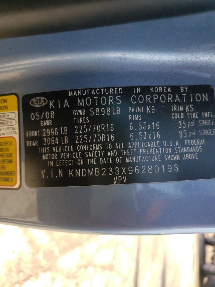 Photo 10 from auction – 2009 KIA SEDONA EX with VIN KNDMB233X96280193
