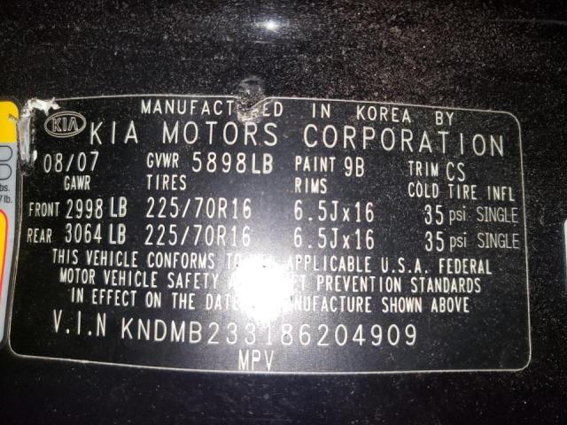 Photo 10 from auction – 2008 KIA SEDONA EX with VIN KNDMB233186204909