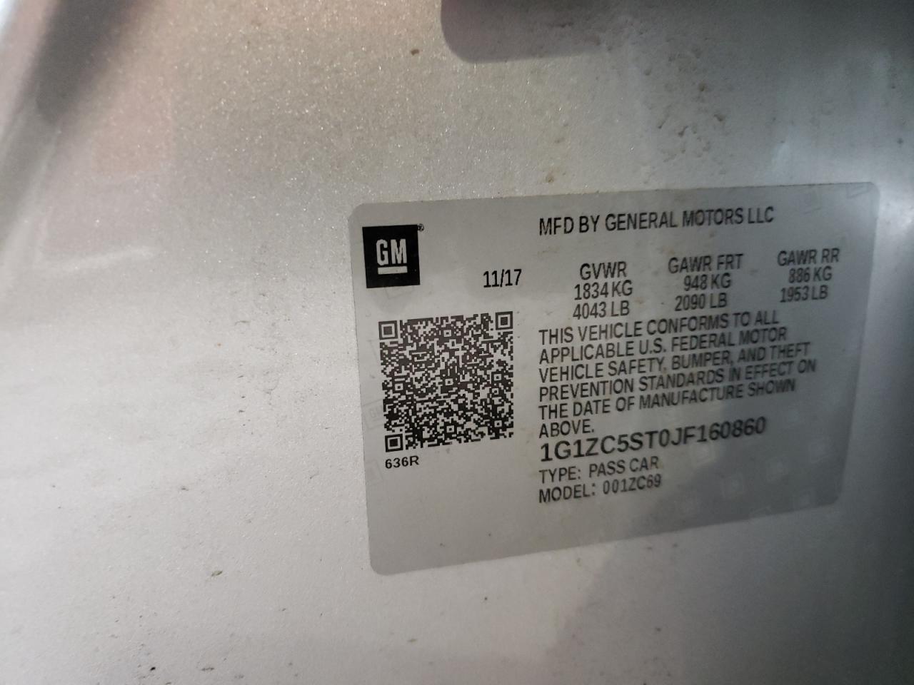 Photo 10 from auction – 2018 CHEVROLET MALIBU LS with VIN 1G1ZC5ST0JF160860